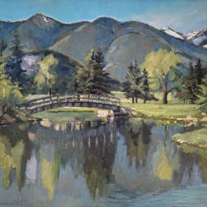 painting of cascade ponds, Banff, Alberta Canada