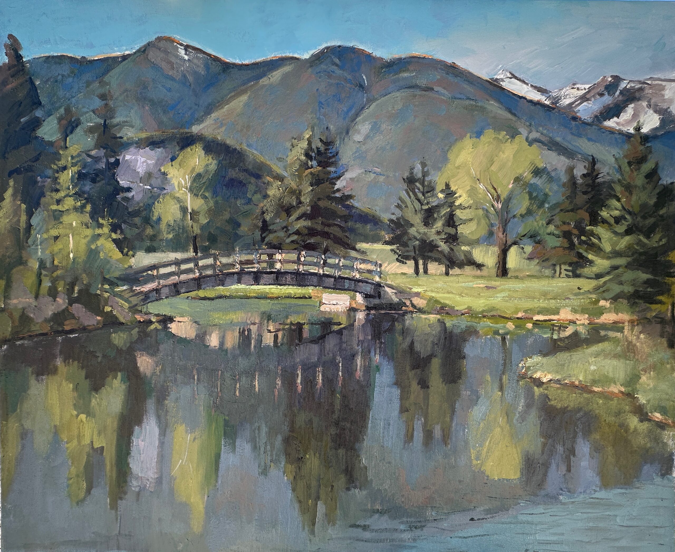 painting of cascade ponds, Banff, Alberta Canada